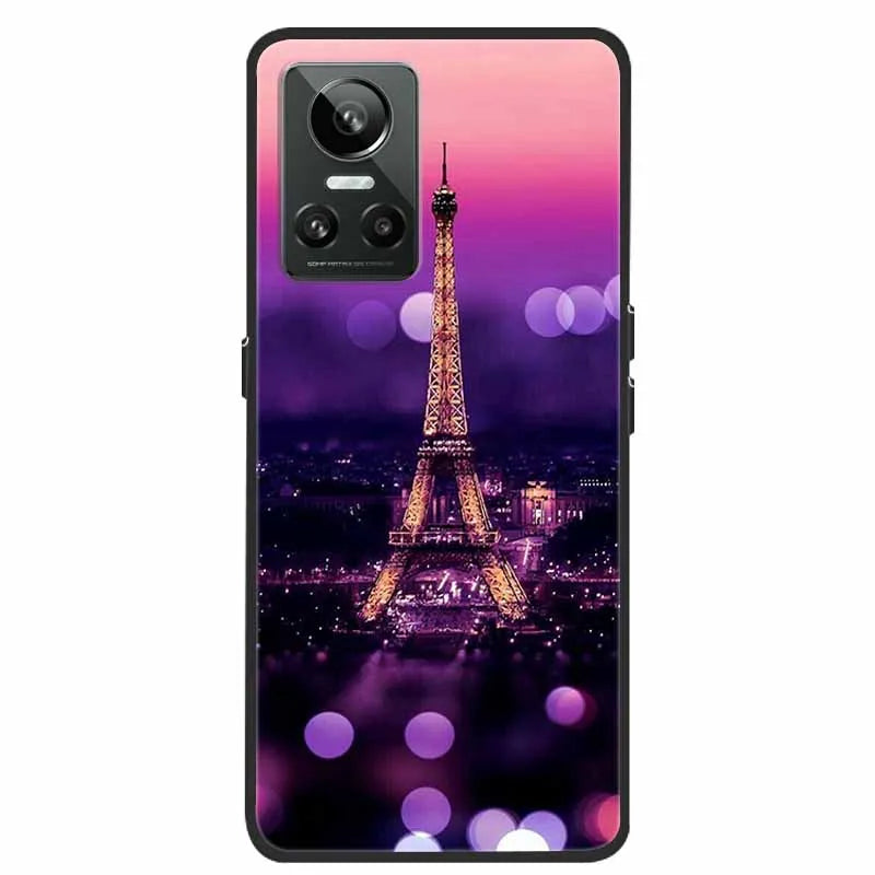 Cartoon & Floral Soft Silicone Case for Realme GT Neo 3 β Shockproof Black Cover