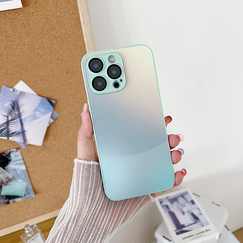 Geometric Tempered Glass Phone Case – Heavy Duty, Anti-Scratch & Stylish Protection