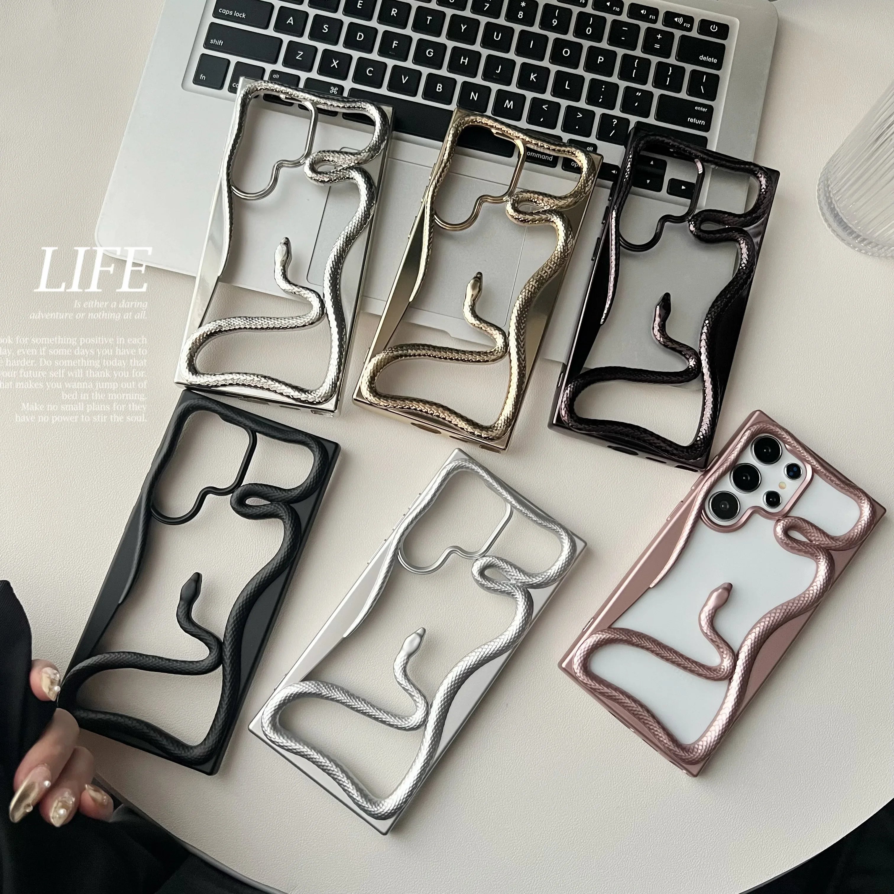 Luxury 3D Snake Pattern Case – Shockproof & Heat Dissipating Cover for Samsung Galaxy S25/S24/S23 FE/S22 Ultra