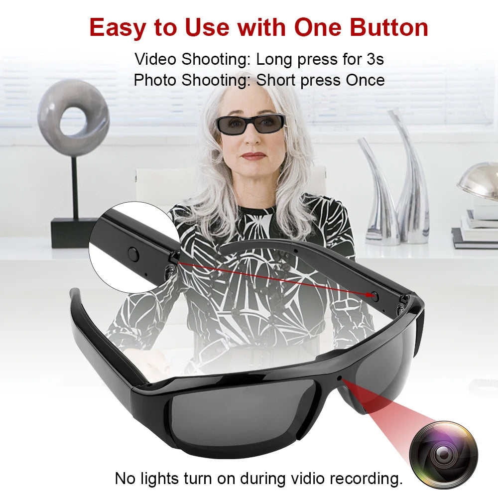 1080P Full HD Spy Glasses Camera | Hidden Sunglasses Camcorder with TF Card Slot