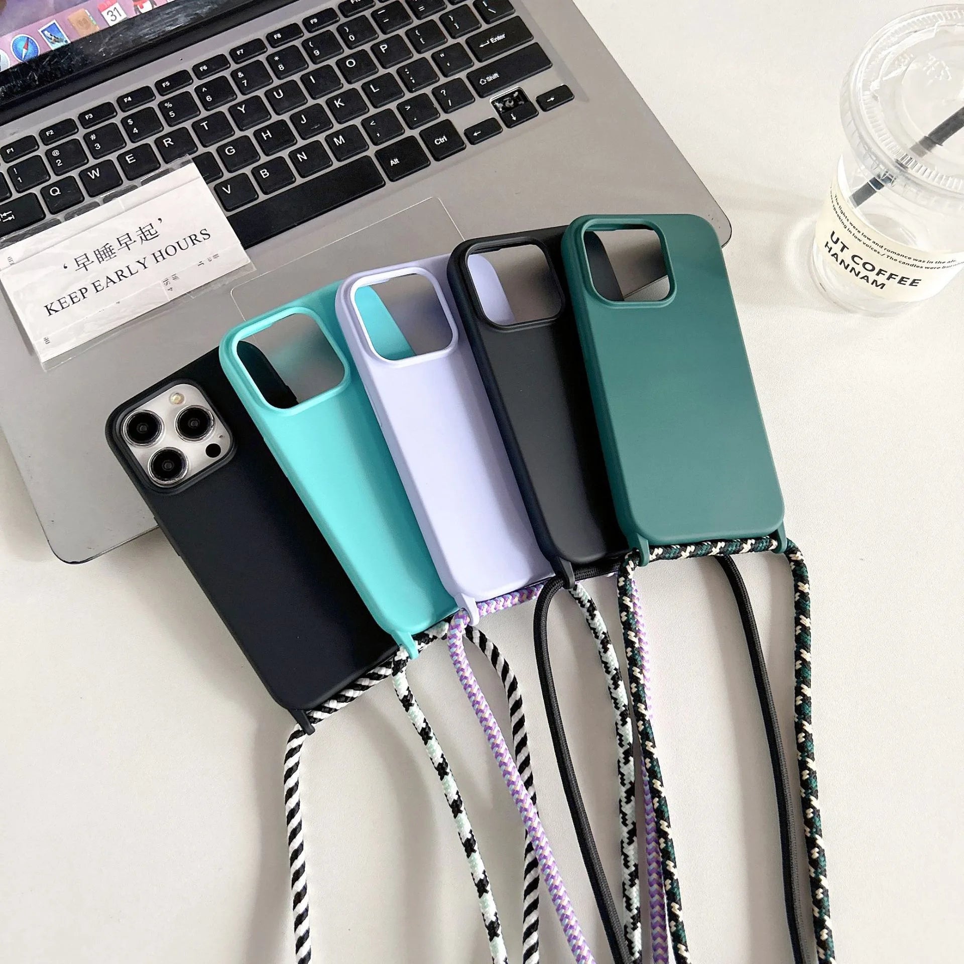 Liquid Silicone Crossbody Phone Case with Adjustable Lanyard Strap – Hands-Free Protection for iPhone