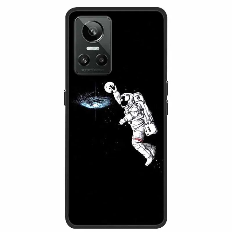 Cartoon & Floral Soft Silicone Case for Realme GT Neo 3 β Shockproof Black Cover
