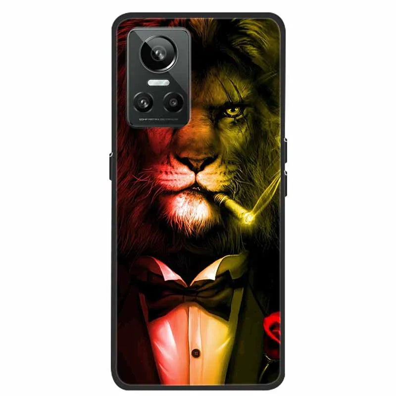 Cartoon & Floral Soft Silicone Case for Realme GT Neo 3 β Shockproof Black Cover