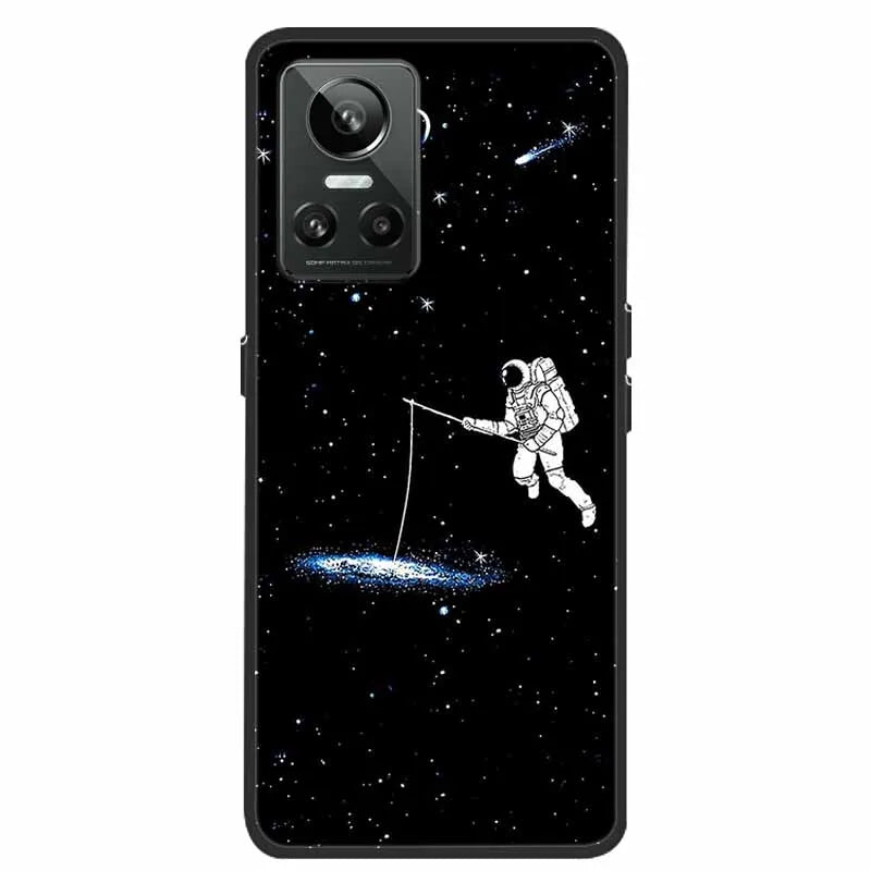 Cartoon & Floral Soft Silicone Case for Realme GT Neo 3 β Shockproof Black Cover