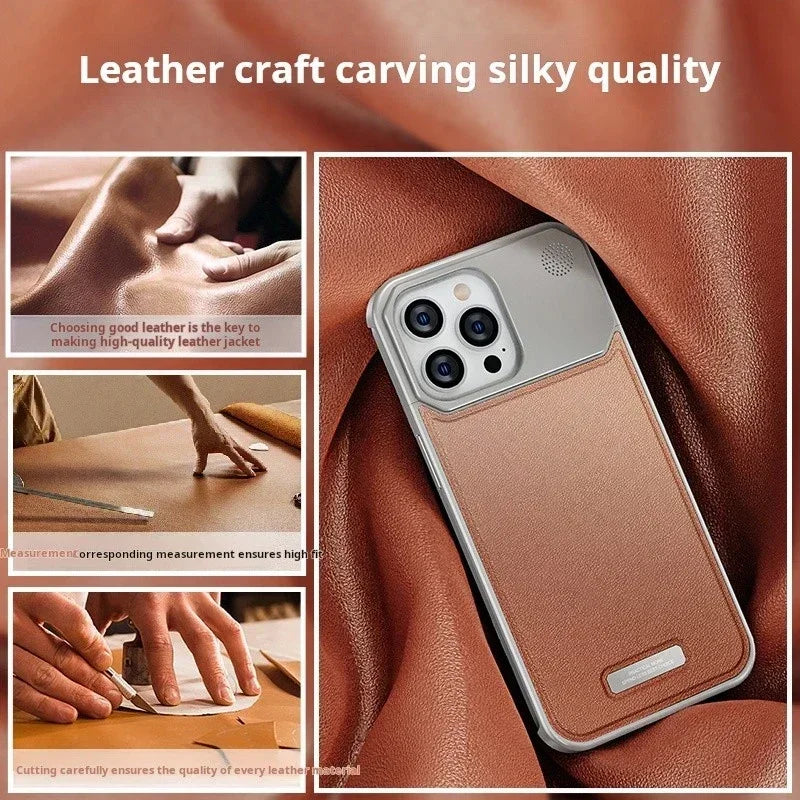Magnetic Leather & Metal Case for iPhone 13/14/15 Pro Max – Shockproof, Water-Resistant & MagSafe Compatible