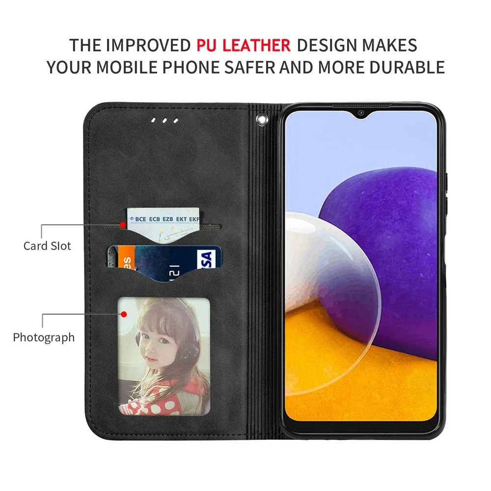 Luxury PU Leather Wallet Case – Magnetic, Shockproof & 360° Full Protection