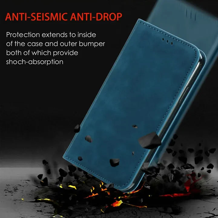 Luxury PU Leather Wallet Case – Magnetic, Shockproof & 360° Full Protection