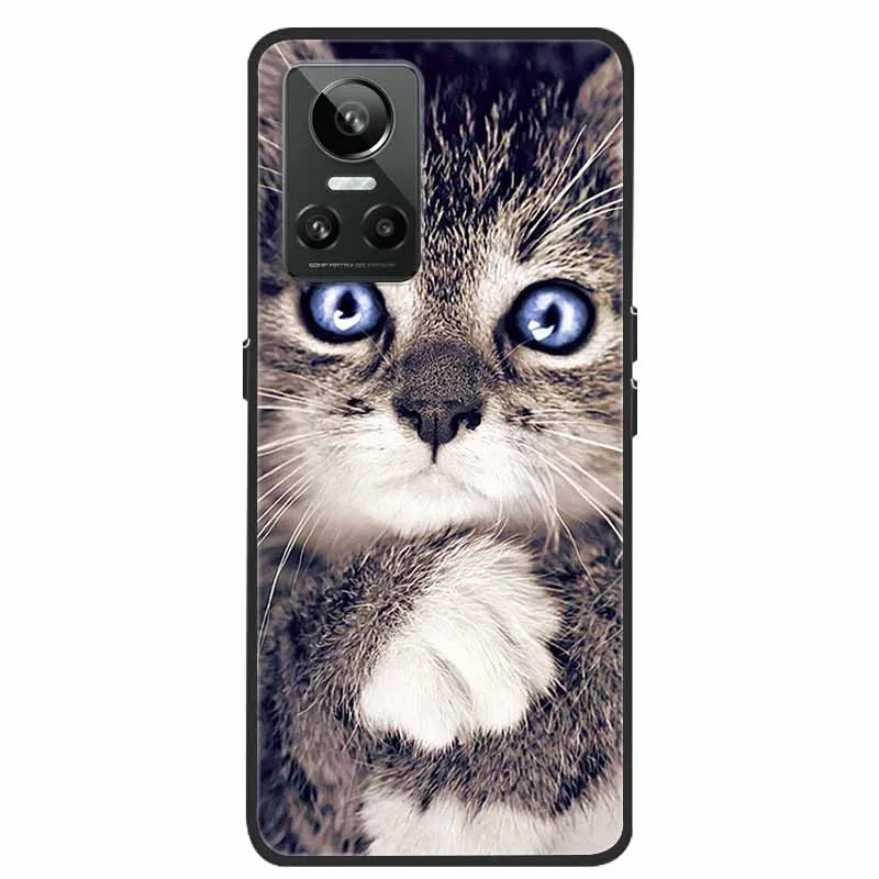 Cartoon & Floral Soft Silicone Case for Realme GT Neo 3 β Shockproof Black Cover