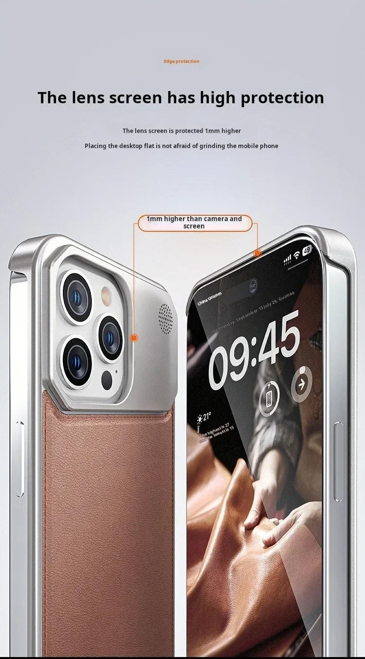 Magnetic Leather & Metal Case for iPhone 13/14/15 Pro Max – Shockproof, Water-Resistant & MagSafe Compatible