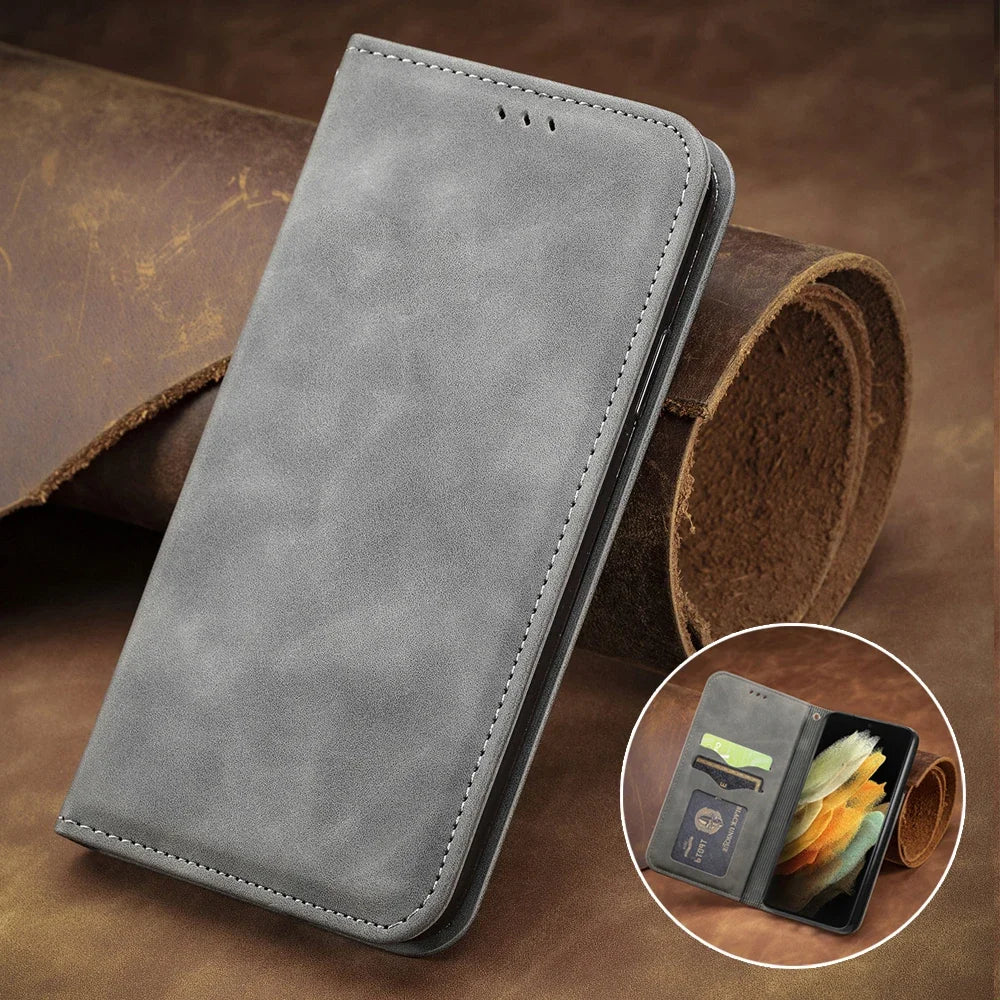 Luxury PU Leather Wallet Case – Magnetic, Shockproof & 360° Full Protection