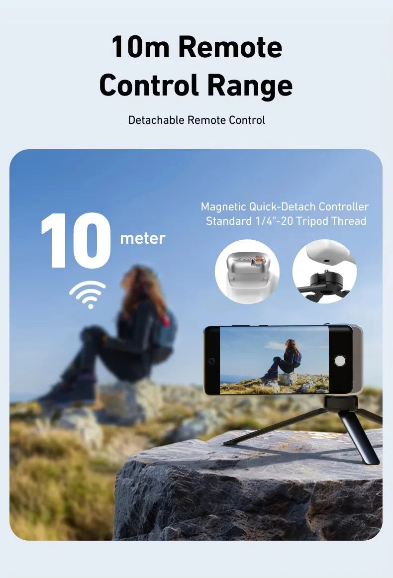 TELESIN Magnetic Phone Camera Handle Grip with Wireless Remote Control – For Action Cameras & Smartphones