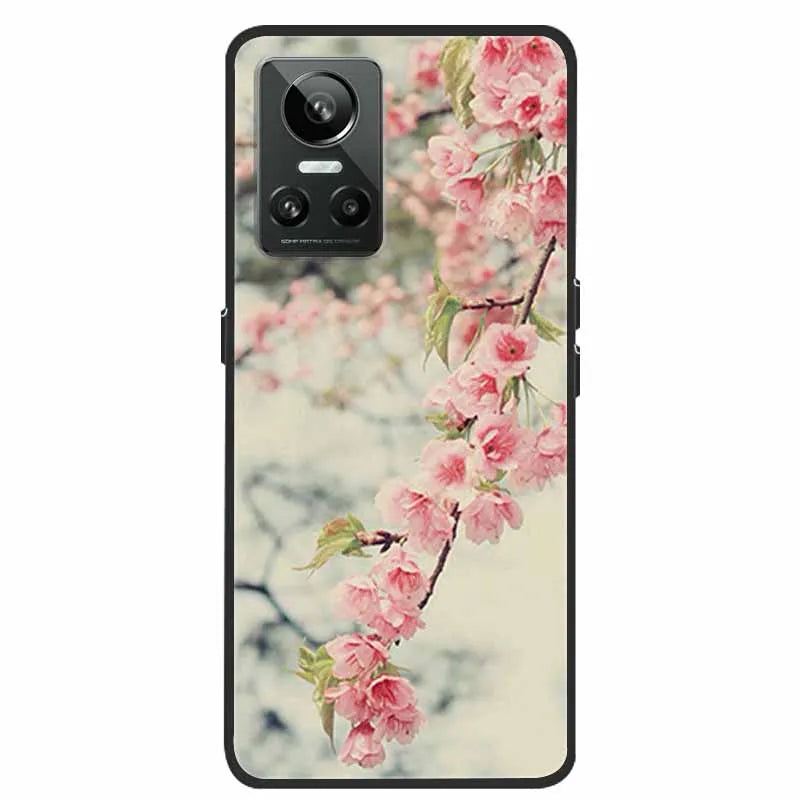 Cartoon & Floral Soft Silicone Case for Realme GT Neo 3 β Shockproof Black Cover
