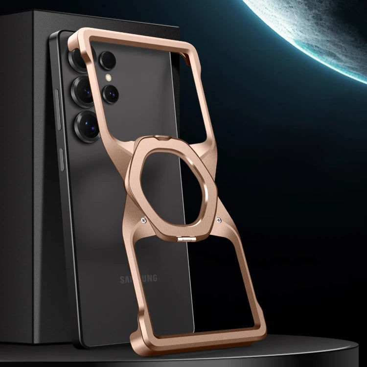 Magnetic Shockproof Metal Phone Case with Holder & Wireless Charging Support