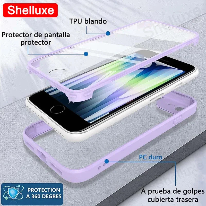 Shelluxe 360 Full Body Clear Case for iPhone SE 2020/2022 & iPhone 7/8 – Shockproof, Anti-Scratch & Slim Protection