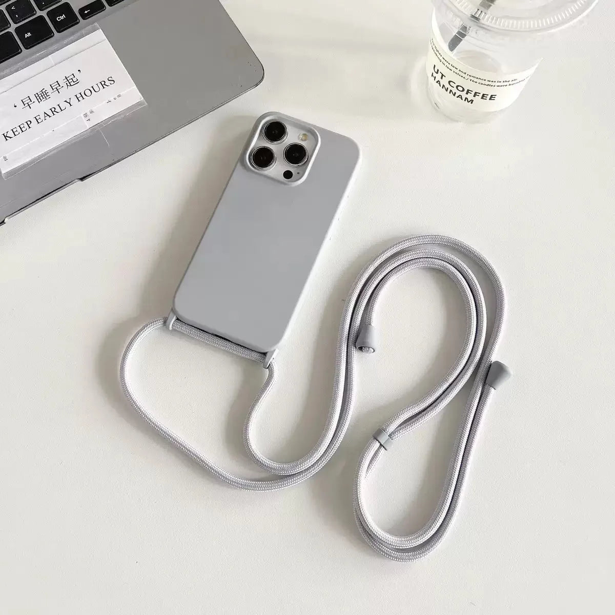 Liquid Silicone Crossbody Phone Case with Adjustable Lanyard Strap – Hands-Free Protection for iPhone