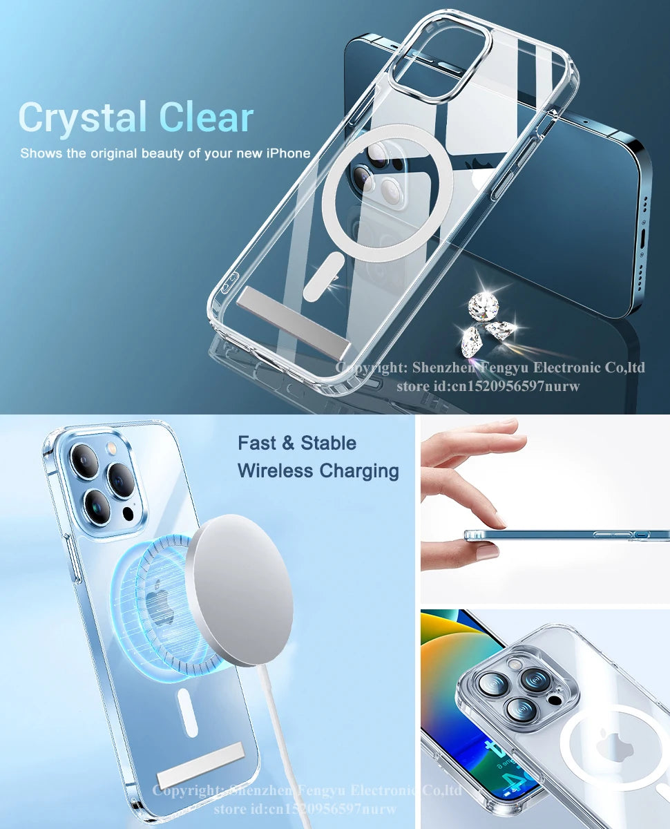 MagSafe Shockproof iPhone Case with 3-Way Kickstand – Full Protection & Magnetic Compatibility (iPhone 11 / 12 / 13 / 14 Series)