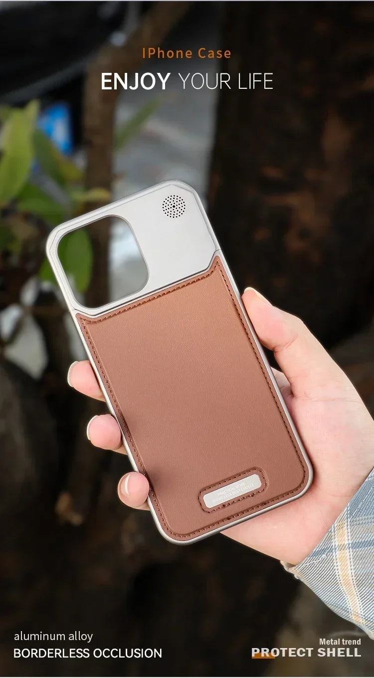 Magnetic Leather & Metal Case for iPhone 13/14/15 Pro Max – Shockproof, Water-Resistant & MagSafe Compatible