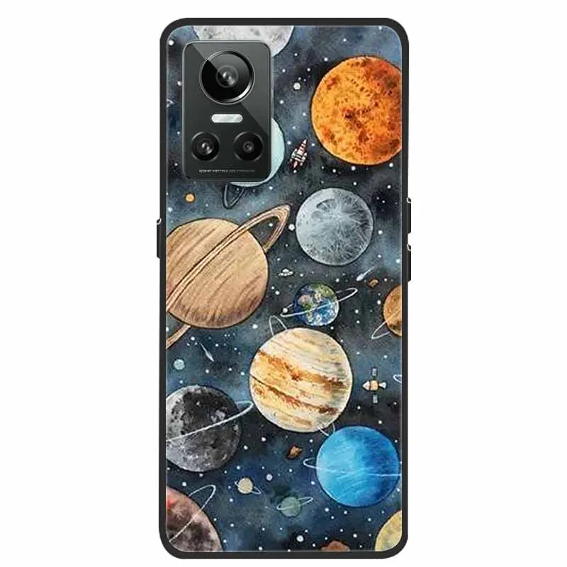 Cartoon & Floral Soft Silicone Case for Realme GT Neo 3 β Shockproof Black Cover