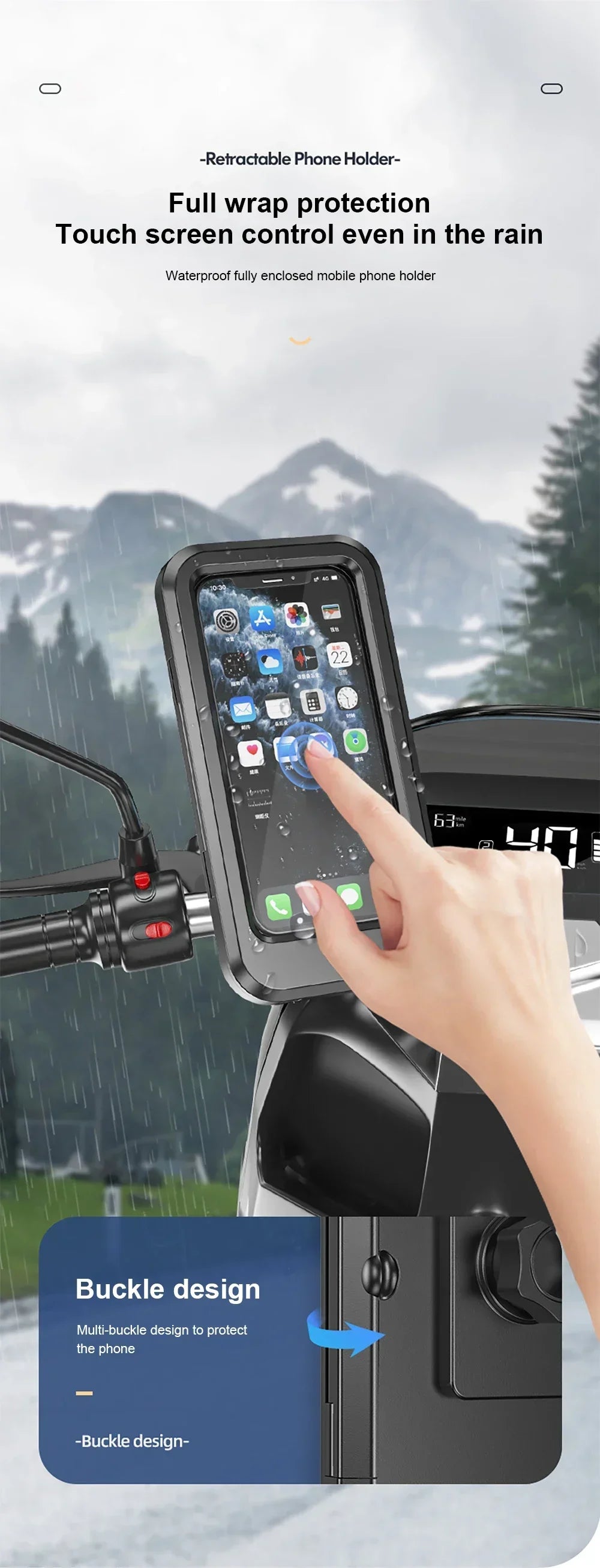 ๐๏ธ Motorcycle Phone Waterproof Bracket โ Universal 6.7" Mount