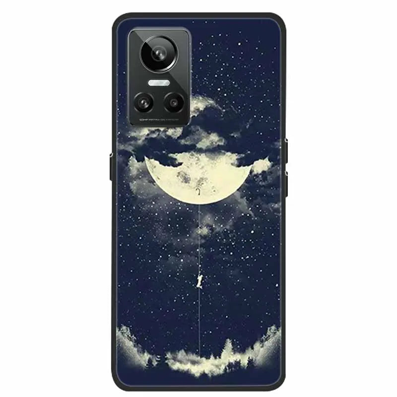 Cartoon & Floral Soft Silicone Case for Realme GT Neo 3 β Shockproof Black Cover
