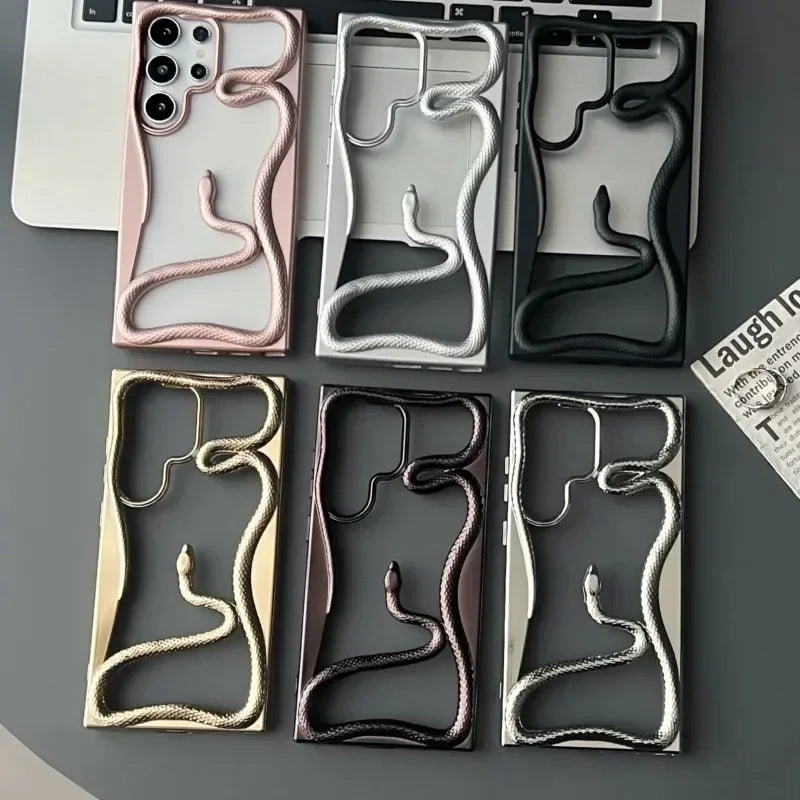 Luxury 3D Snake Pattern Case – Shockproof & Heat Dissipating Cover for Samsung Galaxy S25/S24/S23 FE/S22 Ultra