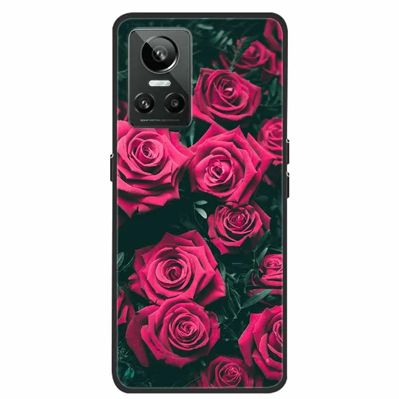 Cartoon & Floral Soft Silicone Case for Realme GT Neo 3 β Shockproof Black Cover