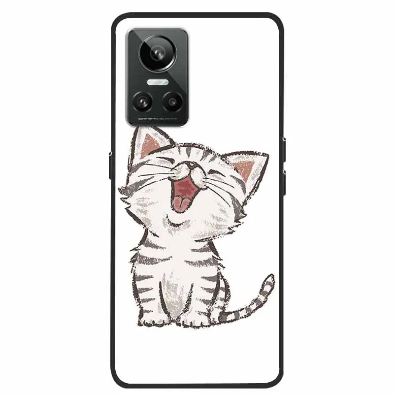Cartoon & Floral Soft Silicone Case for Realme GT Neo 3 β Shockproof Black Cover