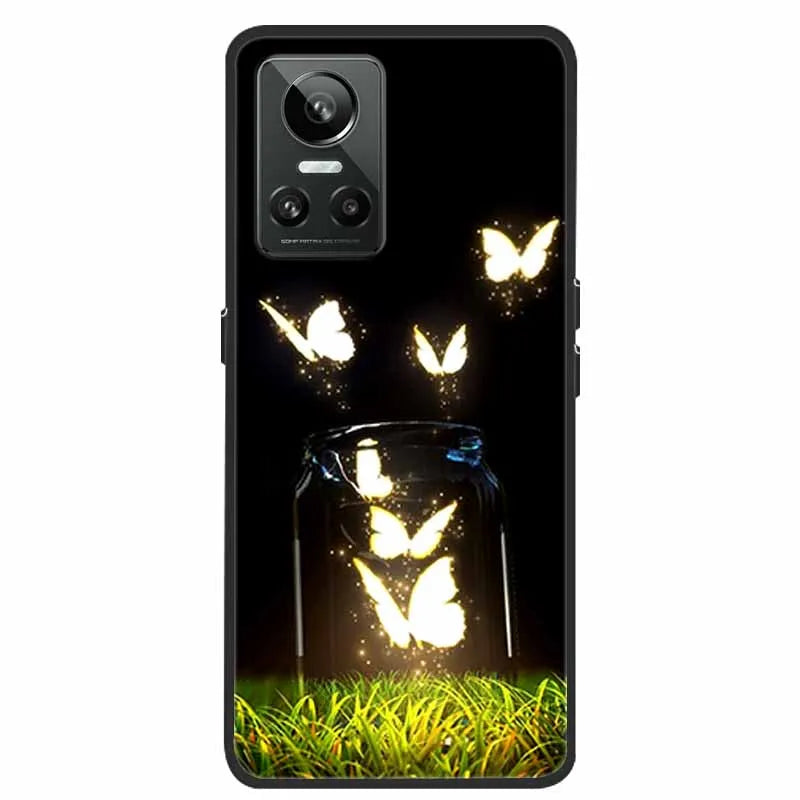 Cartoon & Floral Soft Silicone Case for Realme GT Neo 3 β Shockproof Black Cover