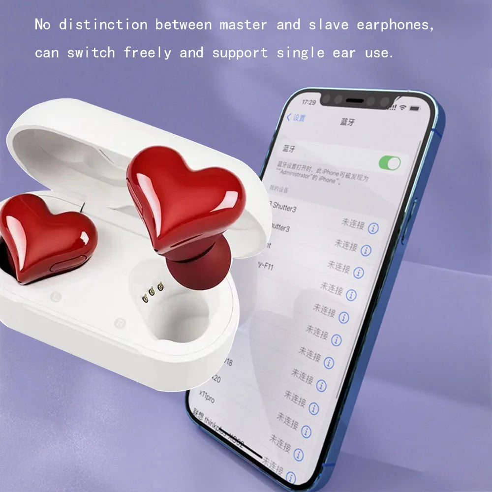 Elistooop Love Wireless Bluetooth Earbuds | Waterproof Earphones with Active Noise Cancellation & Charging Case