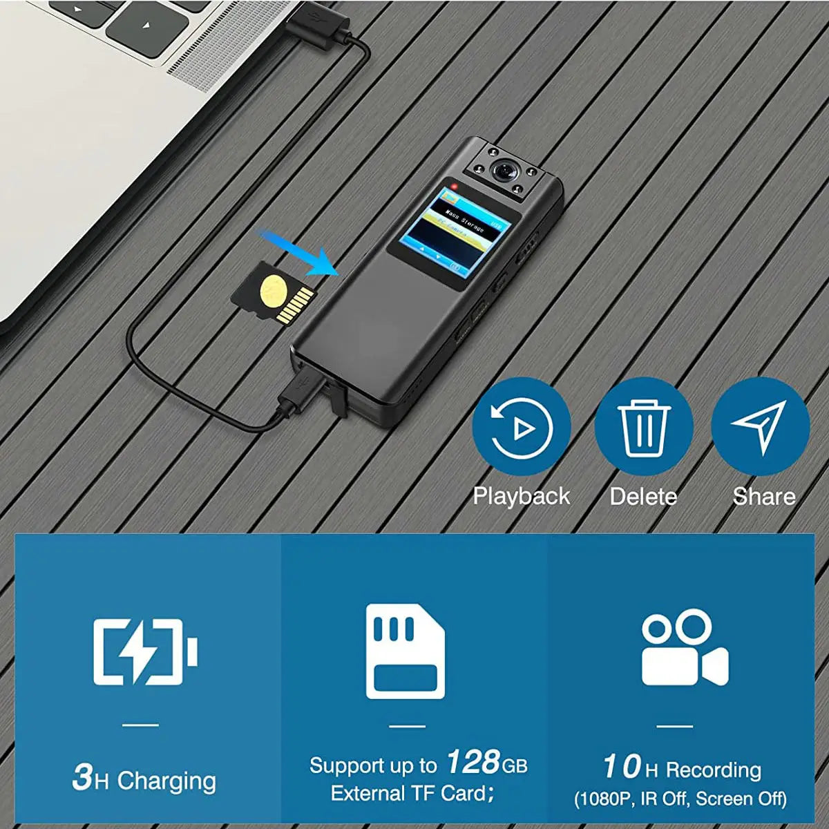 Vandlion A22 Mini Camera 1080P – Infrared Night Vision, 180° Rotating Lens, 10H Battery Life