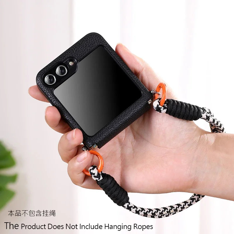 Magsafe Wireless Charge Case for Samsung Galaxy Z Flip 7 Flip6 Flip5 Flip4 Magnetic Litchi Leather Cover
