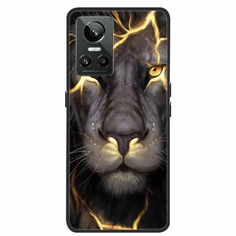 Cartoon & Floral Soft Silicone Case for Realme GT Neo 3 β Shockproof Black Cover