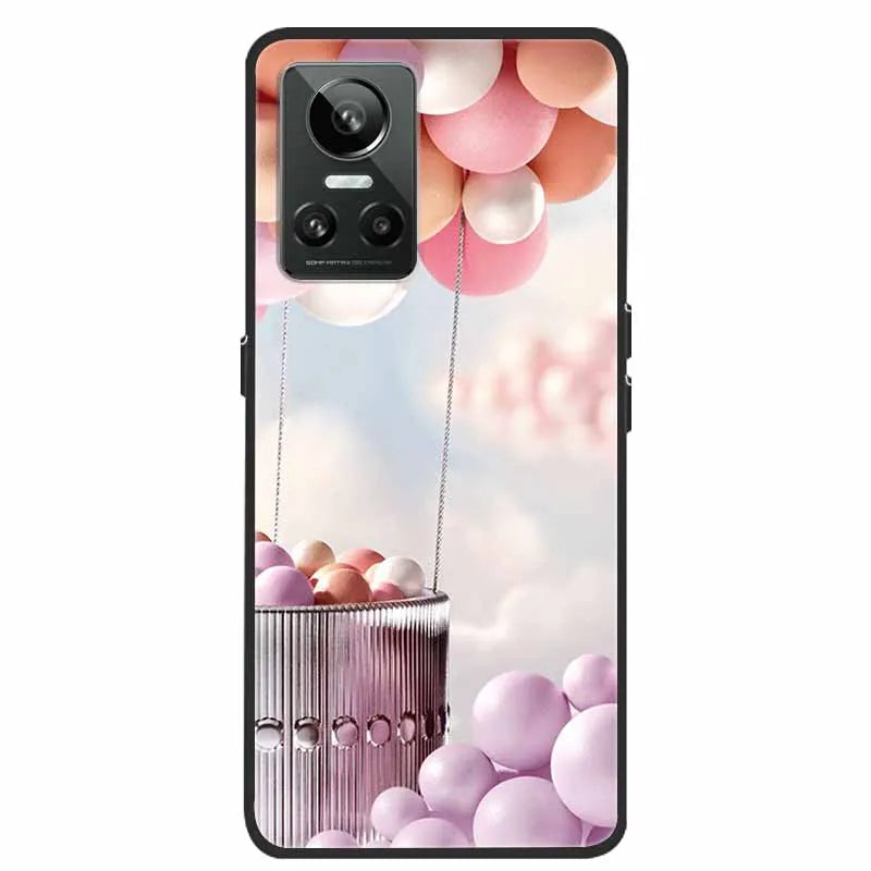 Cartoon & Floral Soft Silicone Case for Realme GT Neo 3 β Shockproof Black Cover
