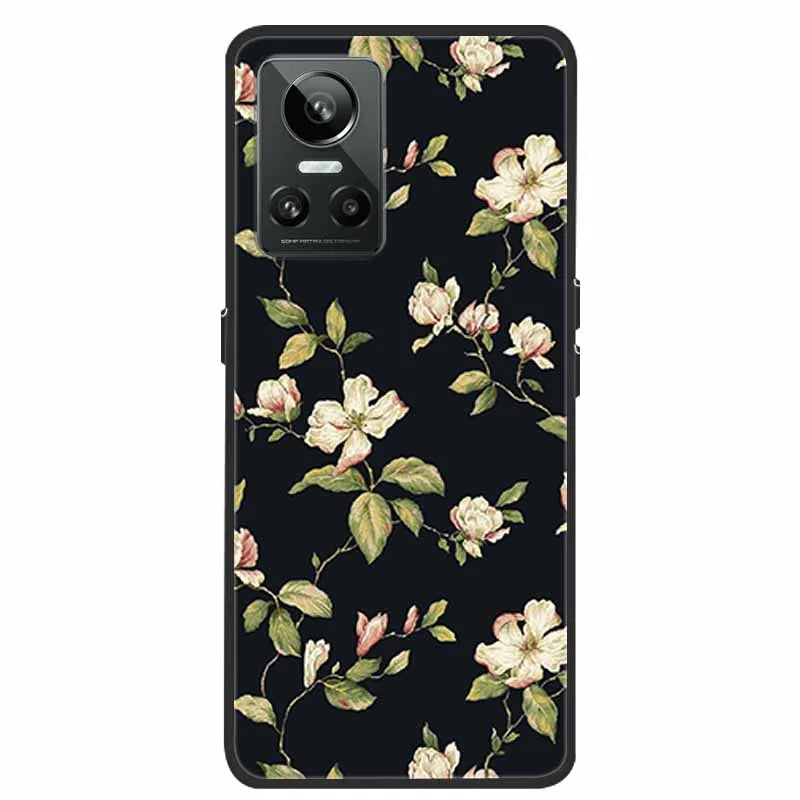 Cartoon & Floral Soft Silicone Case for Realme GT Neo 3 β Shockproof Black Cover