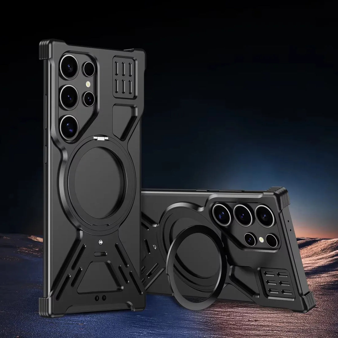 Magnetic Full Coverage Phone Case with Built-In Fill Light & Dual-Layer Protection