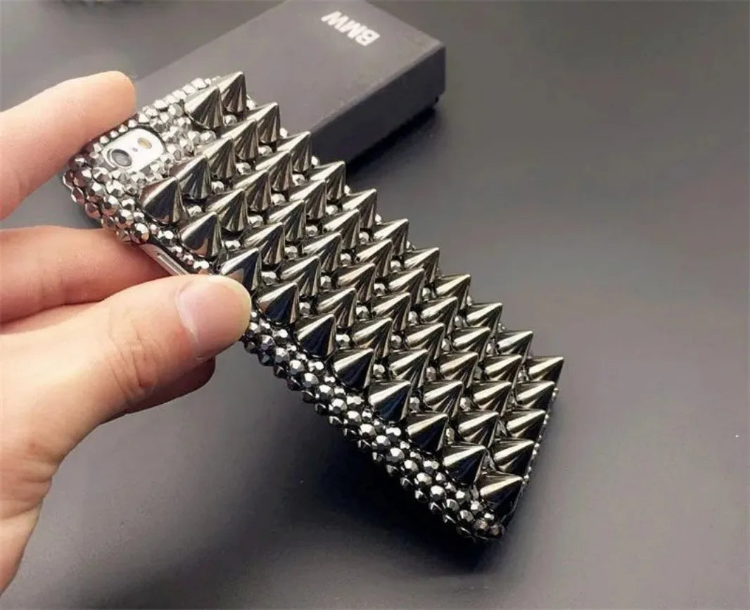 Handcrafted Punk Diamond Rivet Case | Unique iPhone Cover