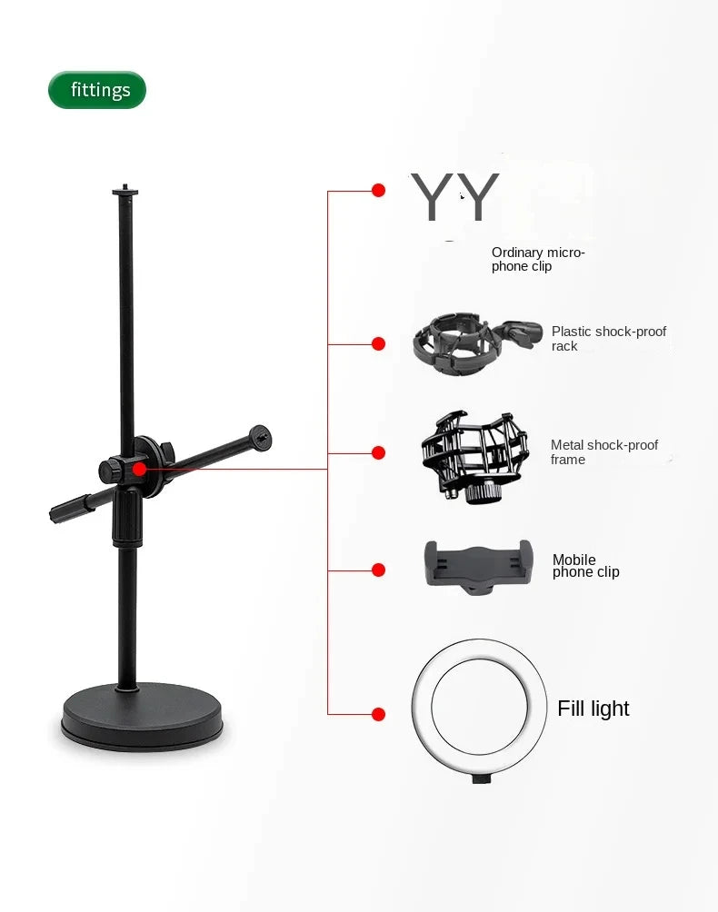Lamgool Adjustable Desk Phone Holder with 360° Rotation – Low-Angle Shooting Mount with Metal Base for Live Streaming, Photography & Teaching