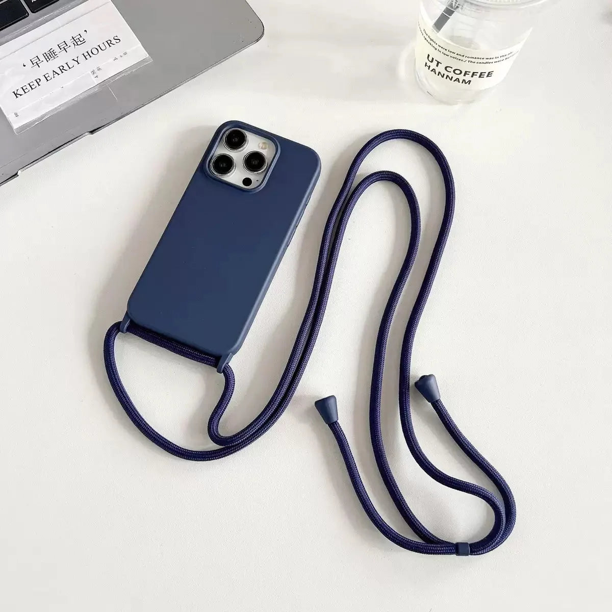 Liquid Silicone Crossbody Phone Case with Adjustable Lanyard Strap – Hands-Free Protection for iPhone