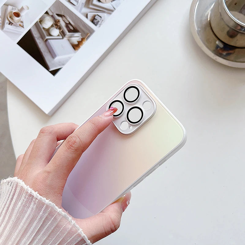 Geometric Tempered Glass Phone Case – Heavy Duty, Anti-Scratch & Stylish Protection
