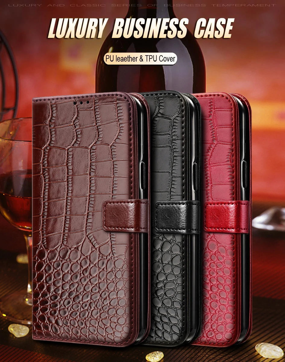 Luxury Leather Animal Design Flip Case with Holder – Full Protection & Stylish Look