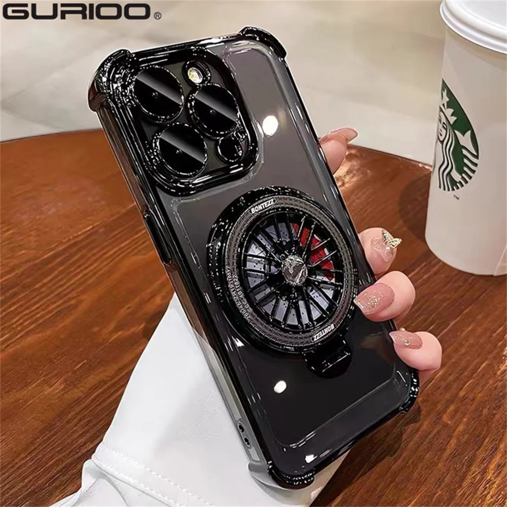 Luxury Magnetic Shockproof Armor Case with Camera Protection & Kickstand for iPhone 16/15/14/13/12/11/X Series