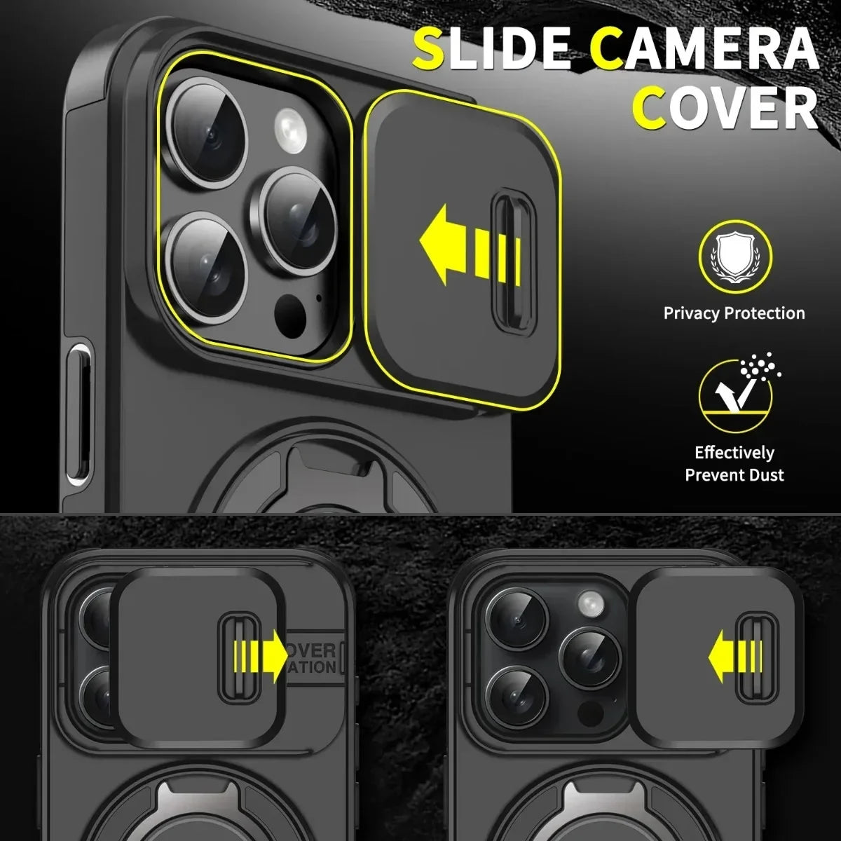 Luxury Magnetic Armor iPhone Case with Kickstand, Wristband & Camera Protection – Shockproof & MagSafe Compatible