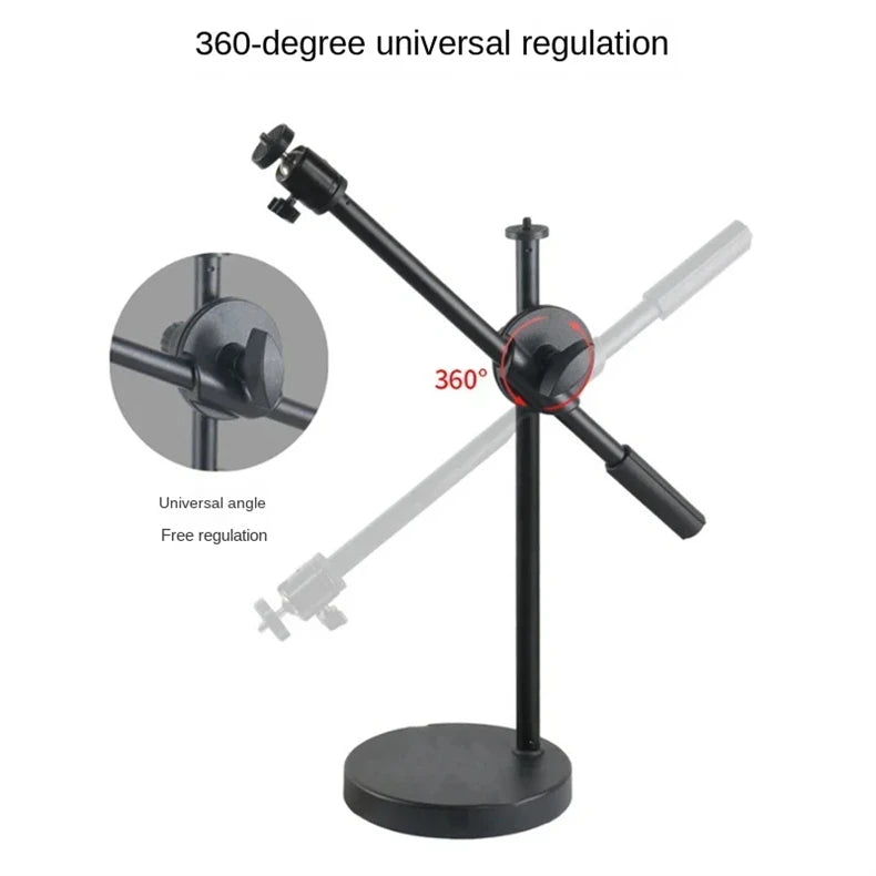 Lamgool Adjustable Desk Phone Holder with 360° Rotation – Low-Angle Shooting Mount with Metal Base for Live Streaming, Photography & Teaching