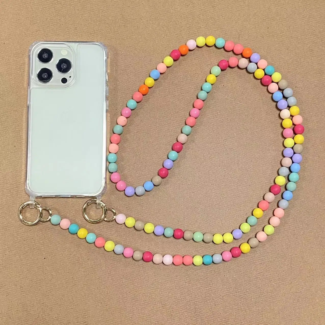 Luxury Transparent Crossbody Pearl Chain Phone Case – Elegant Hands-Free Protection for iPhone