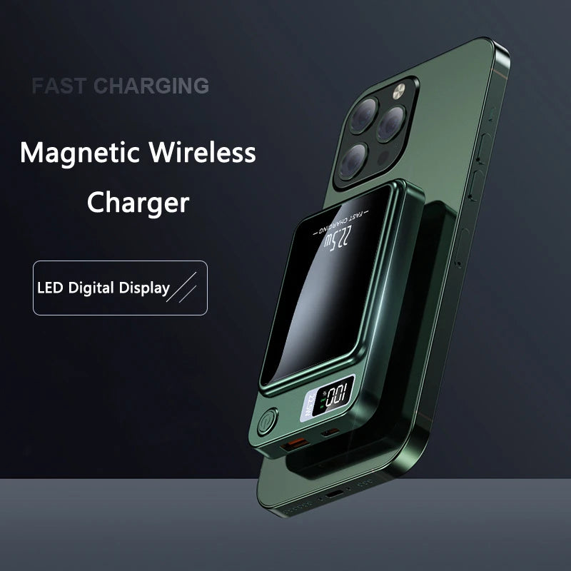 Magnetic Wireless Power Bank – 22.5W PD Fast Charging + 15W Qi Wireless Charger for iPhone, Xiaomi, Huawei & More