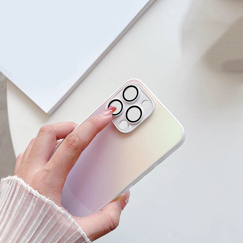 Geometric Tempered Glass Phone Case – Heavy Duty, Anti-Scratch & Stylish Protection
