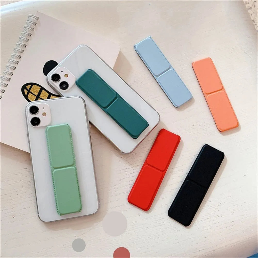 Desktop Folding Push Pull Stand Phone Ring Buckle Simple Solid Color Back Adhesive Phone Stand Creative Lazy
