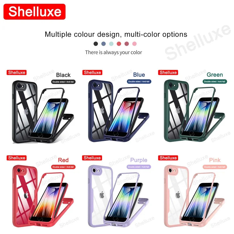 Shelluxe 360 Full Body Clear Case for iPhone SE 2020/2022 & iPhone 7/8 – Shockproof, Anti-Scratch & Slim Protection