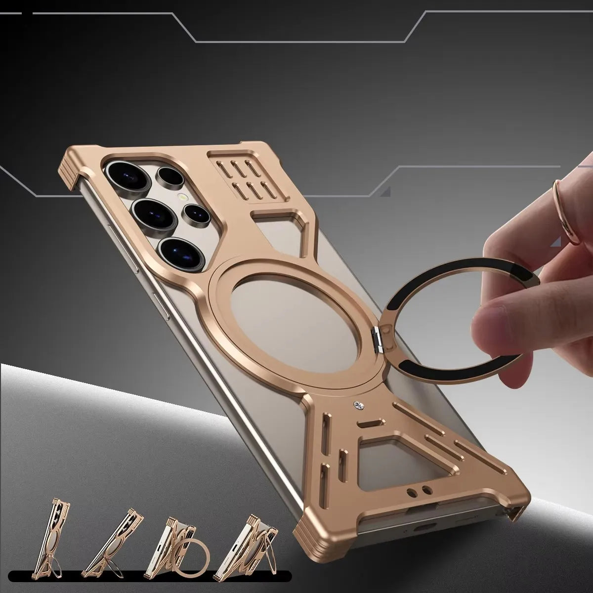 Magnetic Full Coverage Phone Case with Built-In Fill Light & Dual-Layer Protection