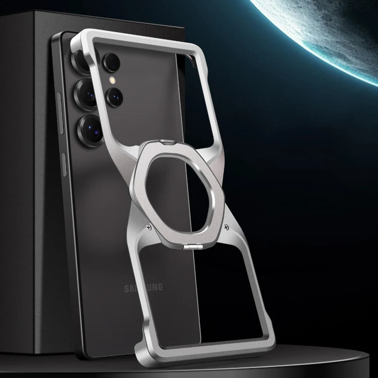 Magnetic Shockproof Metal Phone Case with Holder & Wireless Charging Support
